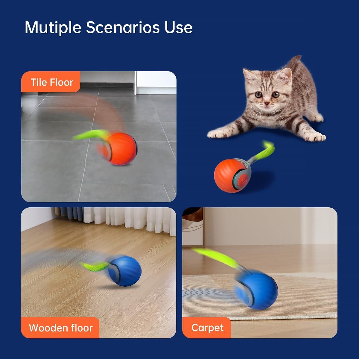 Interactive Rolling Ball Cat/Dog Toy – USB Rechargeable Smart Teaser for Cats & Kittens (Pack of 1)