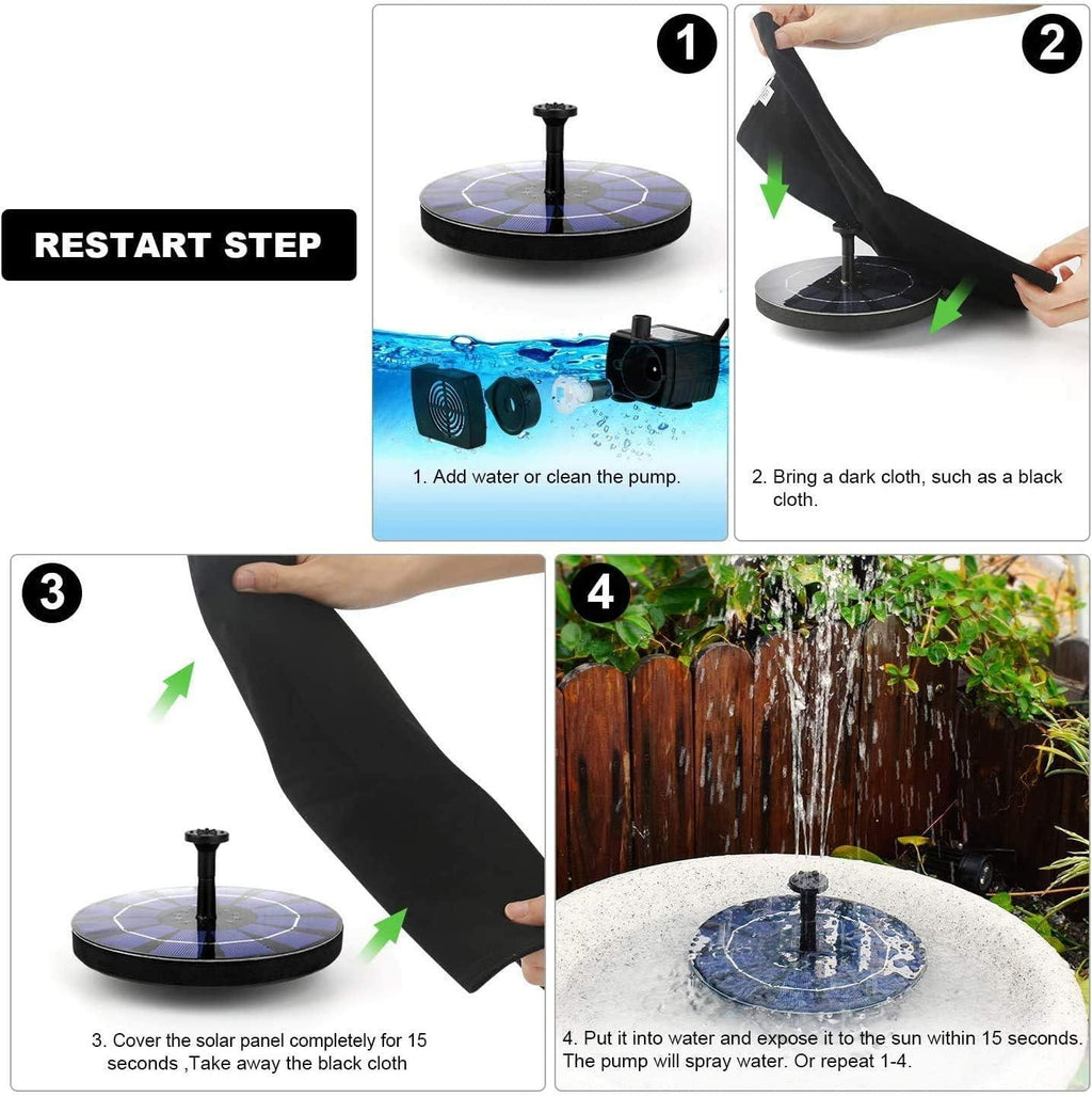 Solar Fountain Pump | Floating Solar-Powered Water Pump with 4 Nozzles | Ideal for Bird Baths, Ponds, Pools & Gardens | Pack of 1