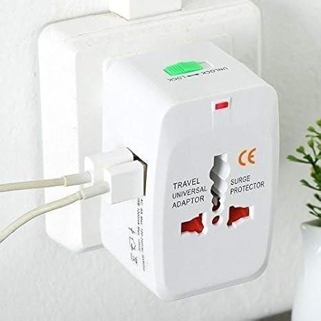 Worldwide Travel Adapter – Universal Plug with Built-in Dual USB Charging Ports (1 Pc, White)