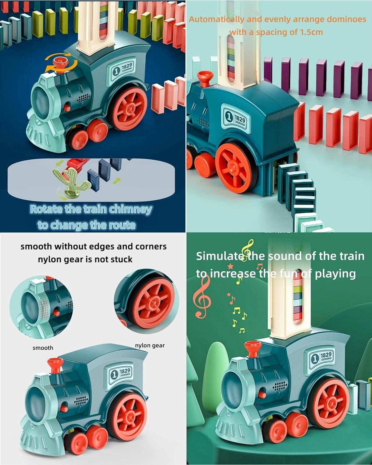 Automatic Train Domino Toy Set for Kids – BPA-Free Plastic, Sound Effects, and 40 Colorful Dominoes (Pack of 1)