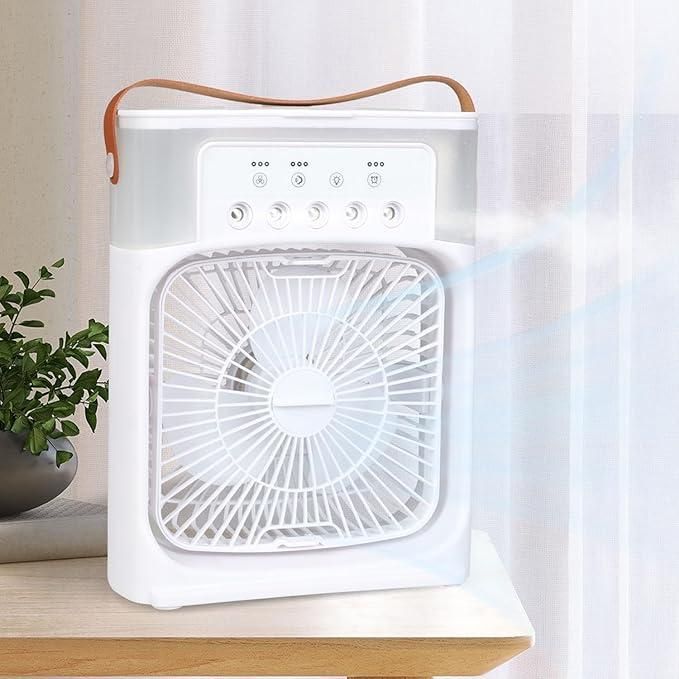 Multifunction Mist Fan – USB Rechargeable Portable Air Cooler & Humidifier for Home & Office (Pack of 1)