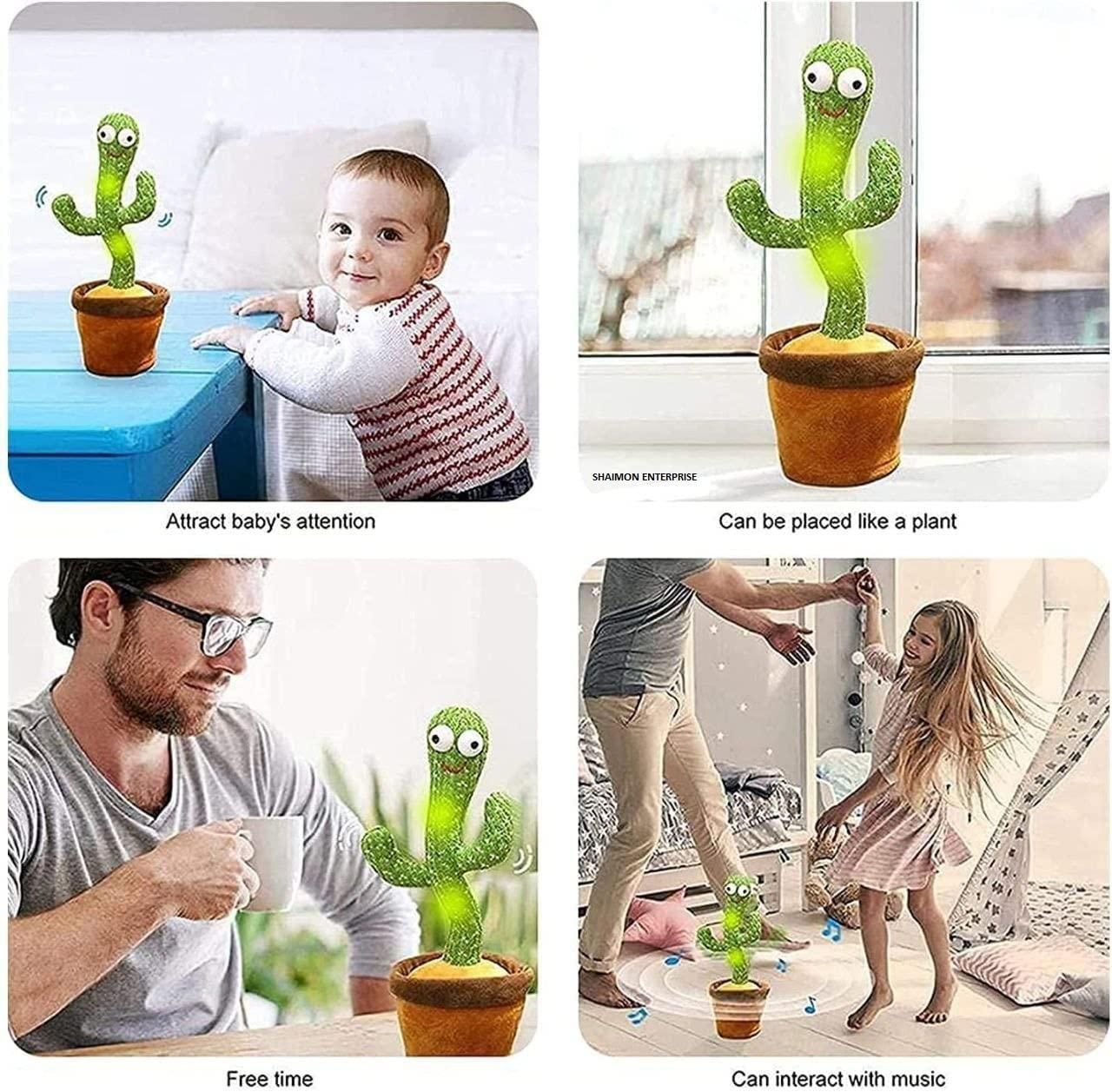 Dancing & Talking Cactus Toy | LED Musical Plush Cactus Mimicry Toy for Kids | Battery Operated | Pack of 1