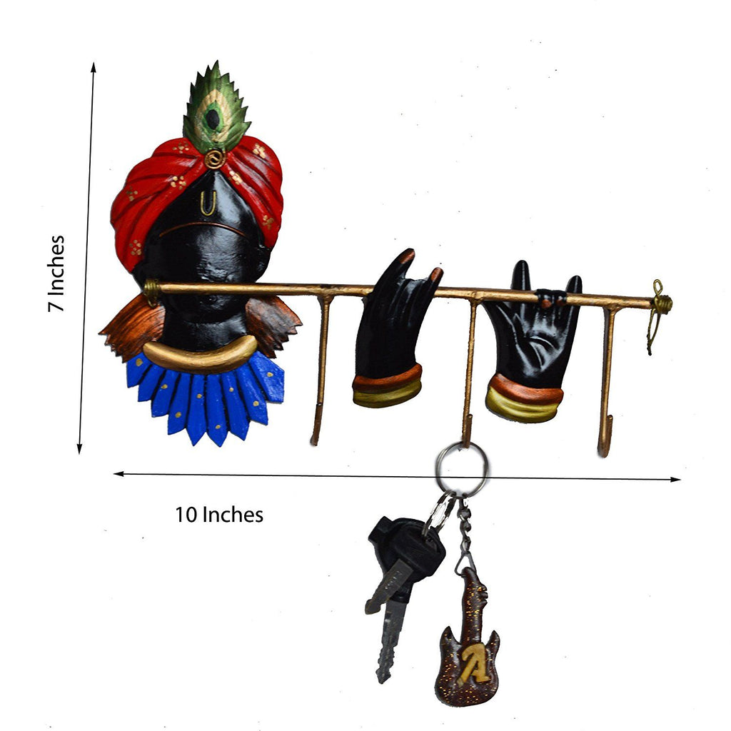 Wrought Iron Lord Krishna Wall Key Holder – Artistic Home Decor (Pack of 1)